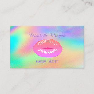 Elegante trendy lippen regenboog holografisch visitekaartje