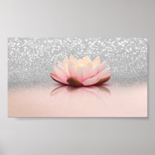 Elegante Trendy Meisjesachtig, Lotus Zilver Glitte Poster