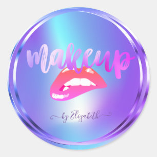 Elegante Trendy Meisjesachtige Lippen Holografisch Ronde Sticker