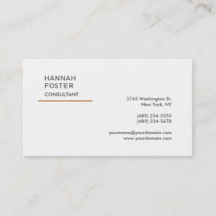 Elegante Trendy Plain White Consultant Manager Visitekaartje