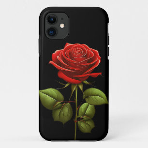 ELEGANTE TRENDY RODE ROOS BLOEM iPhone 11 HOESJE