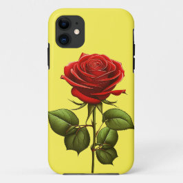 ELEGANTE TRENDY RODE ROOS BLOEM iPhone 11 HOESJE