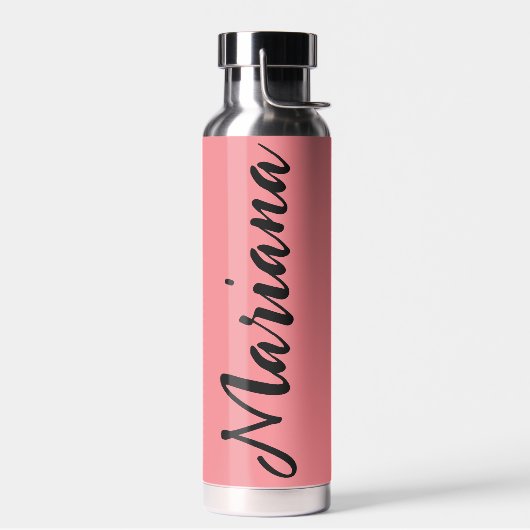 Elegante trendy stijlvolle roze zwart gepersonalis waterfles (Links)