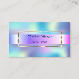 Elegante Trendy Streep Gouden Frame Holografisch Visitekaartje