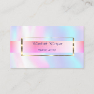 Elegante Trendy Streep Gouden Frame Holografisch Visitekaartje