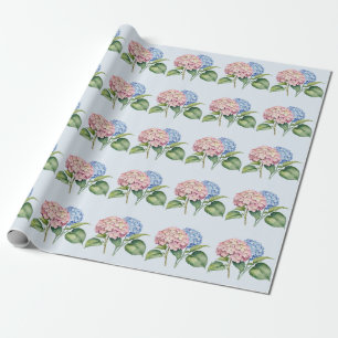 Elegante trendy Waterverf Hortensia Bloemen Cadeaupapier