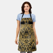 Elegante trendy zwart en gouden glam op maat Monog Schort (Gedragen)