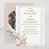 Elegante Tribal Floral bruiloft uitnodiging (Voorkant / Achterkant)