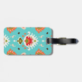 Elegante trillende turkooise stammenikatdruk bagagelabel (Achterkant horizontaal)