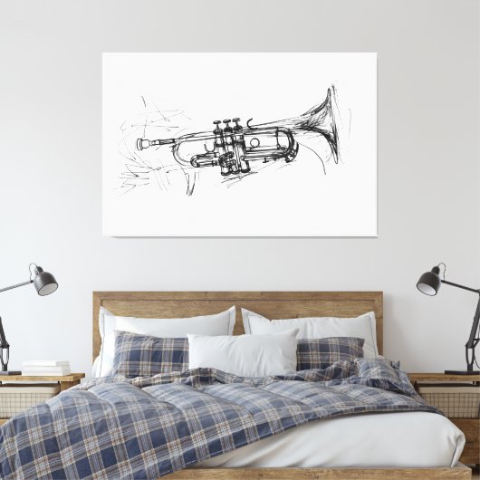 Elegante trompetschets - canvas afdruk (Insitu (Slaapkamer))