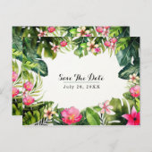 Elegante Tropen Groene Bladeren Bloemstuk Save the Aankondigingskaart (Voorkant / Achterkant)