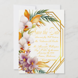 Elegante Tropische Bestemming Bruiloft Save the Da Kaart