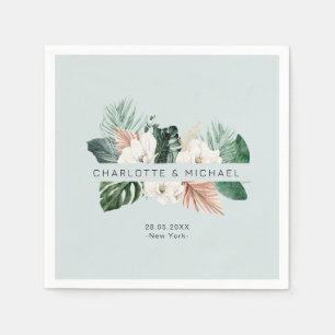 Elegante, tropische, bladbruiloft servet