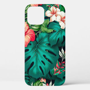 Elegante Tropische Bladeren en Hibiscus Bloemen iPhone 12 Pro Hoesje