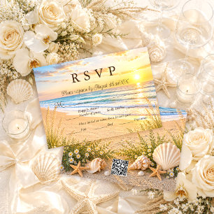 Elegante Tropische Blauwe Oceaangolven Strand Brui RSVP Kaartje
