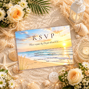 Elegante Tropische Blauwe Oceaangolven Strand Brui RSVP Kaartje