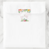 Elegante Tropische Bloem Gouden Wereldkaart Trouwd Vierkante Sticker (Tas)