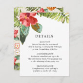 Elegante Tropische Bloem Groen Bruiloft Details Informatiekaartje (Voorkant / Achterkant)