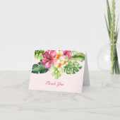 Elegante Tropische Bloem Roze Bedankkaart (Voorkant)