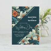 Elegante Tropische Bloemen bruiloft Kaart (Staand voorkant)