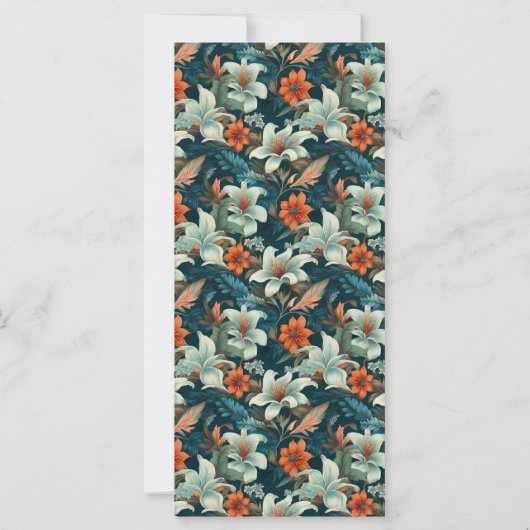 Elegante Tropische Bloemen Trouwmenu (Achterkant)