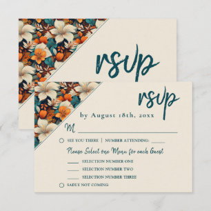 Elegante Tropische Bloemige Bloem Bruiloft RSVP Kaartje