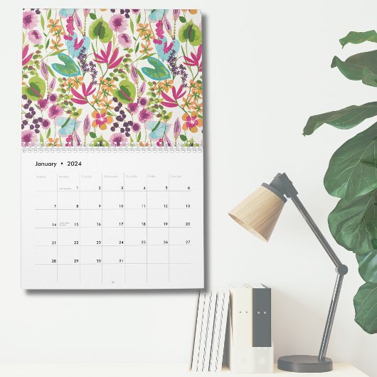 Elegante  tropische bloemwand kalender