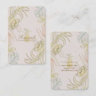 Elegante Tropische Botanische Bloemen Goud Blush C Visitekaartje