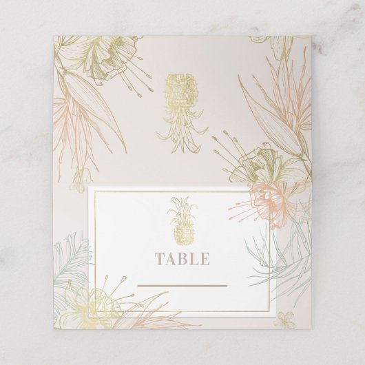 Elegante Tropische Botanische Bloemige Bruiloftsta (Buitenkant ongevouwen)