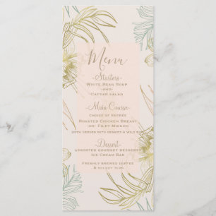 Elegante Tropische Botanische Bloemige Trouwmenu Menu