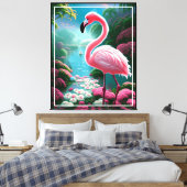 Elegante tropische Flamingo-70852 Canvas Afdruk (Insitu (Slaapkamer))