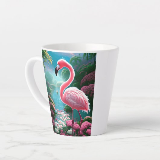 Elegante tropische Flamingo-70852 Latte Mok (Linkerhoek)