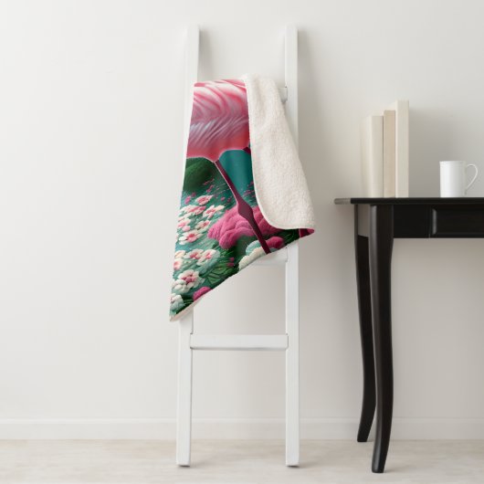 Elegante tropische Flamingo-70852 Sherpa Deken (In situ)