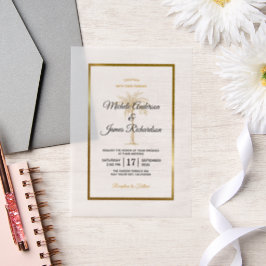Elegante Tropische Gouden Palm Tree Beach bruiloft Vellum Uitnodigingen