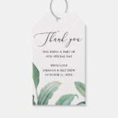 Elegante tropische groen bladeren bruiloft dank u cadeaulabel (Voorkant)
