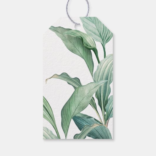 Elegante tropische groen bladeren bruiloft dank u cadeaulabel (Achterkant)