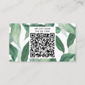 Elegante tropische groen bruiloft details. QR-code Informatiekaartje (Achterkant)