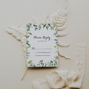 Elegante Tropische Groene Bladkalligrafie RSVP Kaartje