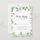 Elegante Tropische Groene Bladkalligrafie RSVP Kaartje (Voorkant)
