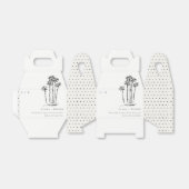 Elegante Tropische Kustpalmboom Schets Bruiloft Bedankdoosjes (Uitgevouwen)