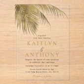 Elegante Tropische Palm Tree Beach bruiloft Acryl Uitnodigingen (Voorkant)
