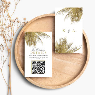 Elegante Tropische Palm Tree Beach bruiloft detail Informatiekaartje