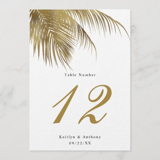 Elegante Tropische Palm Tree Beach Trouwtafel No. Kaart (Voorkant)