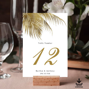 Elegante Tropische Palm Tree Beach Trouwtafel No. Kaart