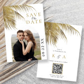 Elegante Tropische Palm Tree Strand Trouwfoto Save The Date
