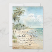 Elegante  tropische strand bruiloft kaart (Voorkant)