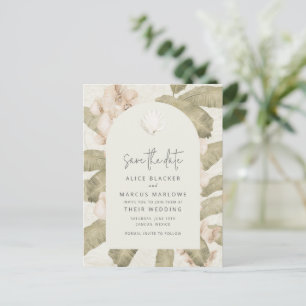 Elegante Tropische Strandbruiloft Save the Date Aankondigingskaart