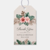 Elegante Tropische Waterverf Bloemenbruiloft Cadeaulabel (Voorkant)