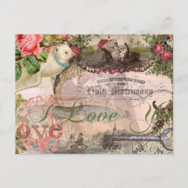 Elegante Trouw Antieke Huwelijk Vintage Briefkaart