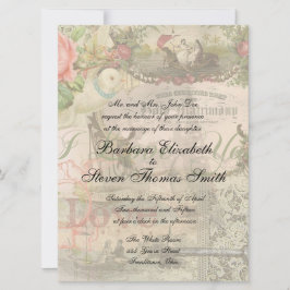 Elegante Trouw Antieke Huwelijk Vintage Kaart